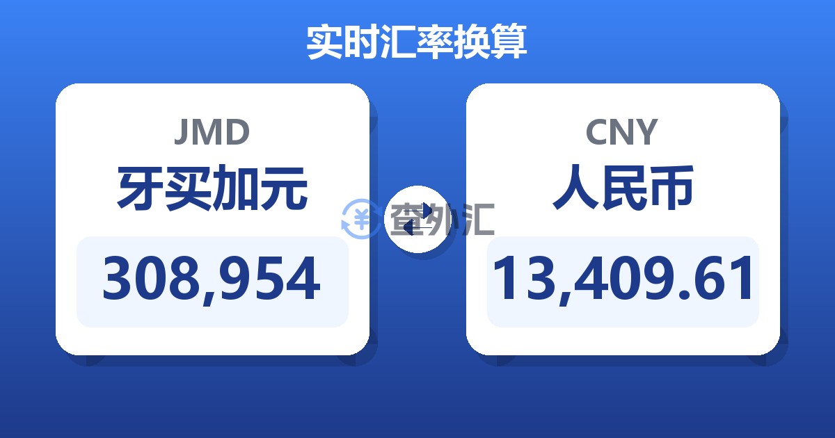 308,954牙买加元兑人民币