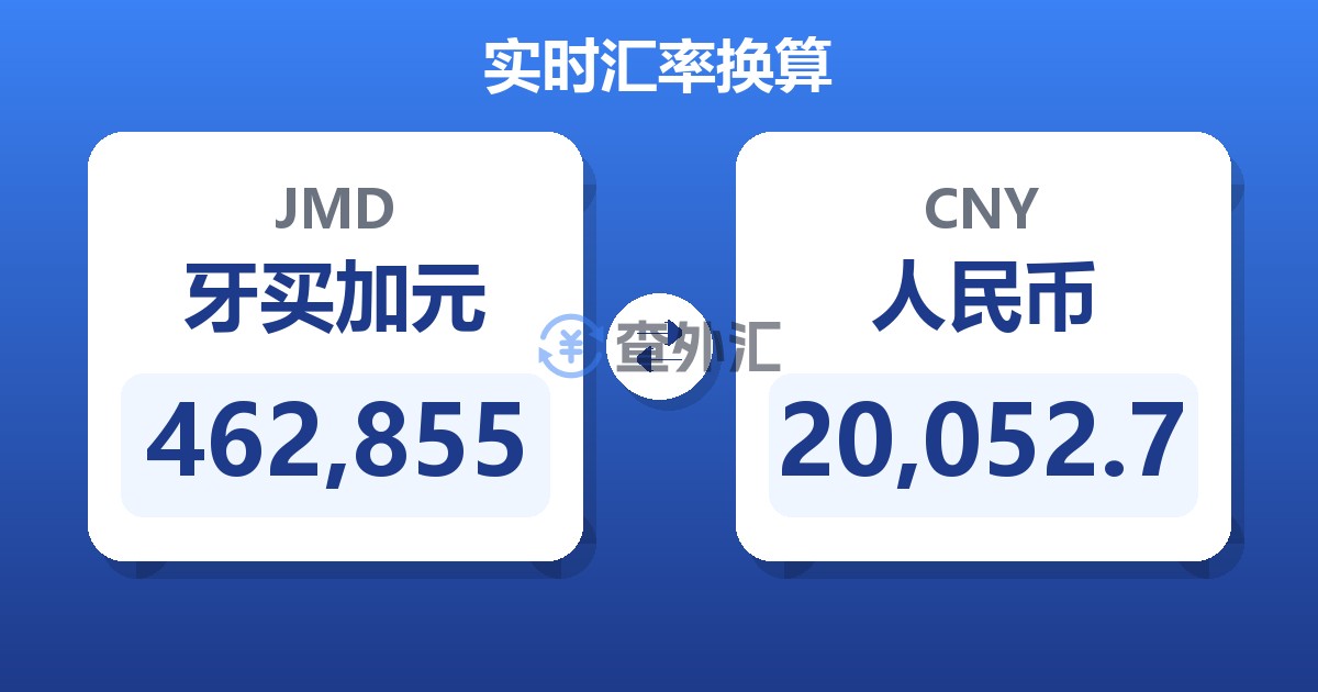 462,855牙买加元兑人民币