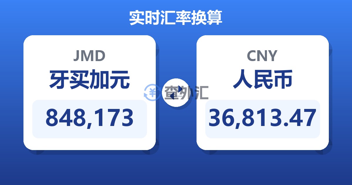 848,173牙买加元兑人民币