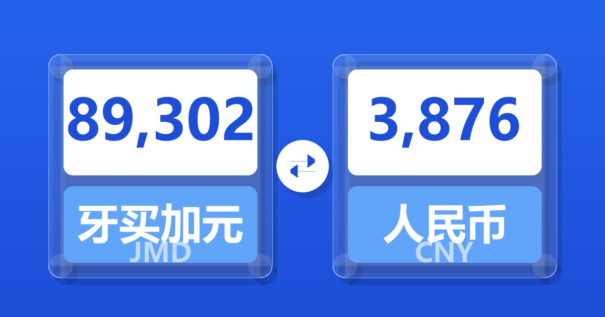 89,302牙买加元兑人民币