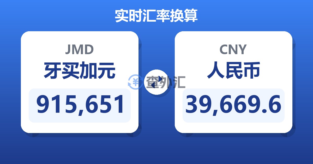 915,651牙买加元兑人民币