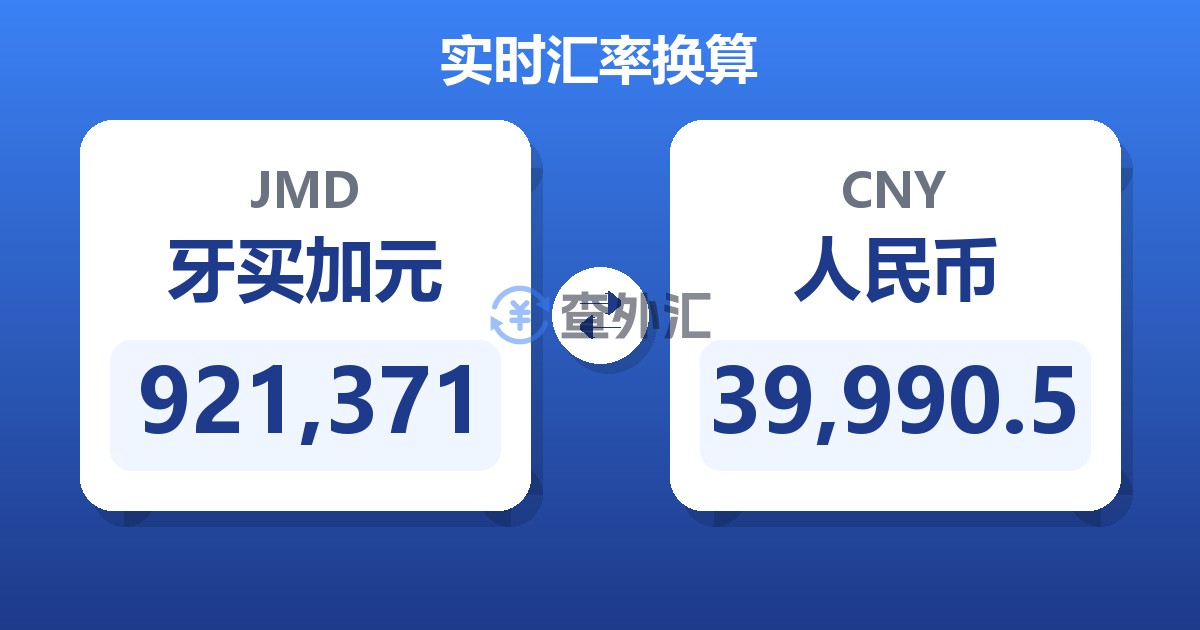 921,371牙买加元兑人民币