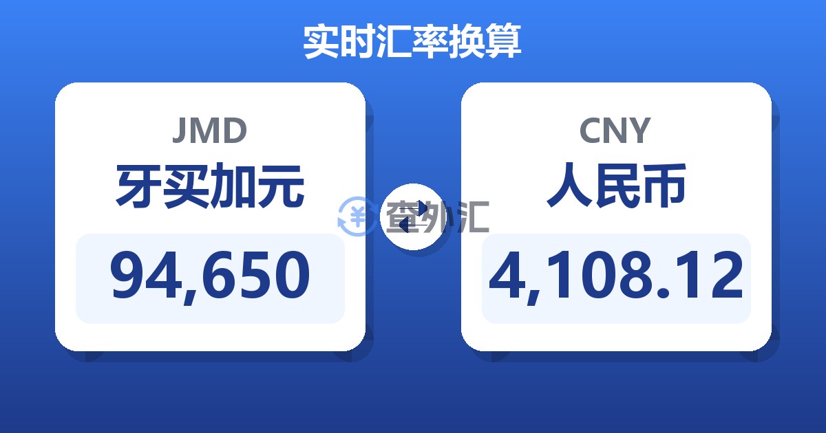 94,650牙买加元兑人民币