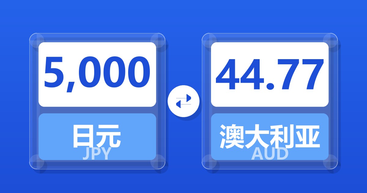5,000日元兑澳大利亚元