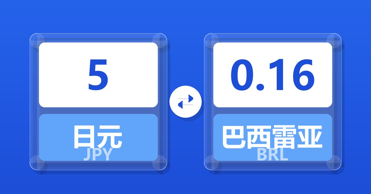 5日元兑巴西雷亚尔
