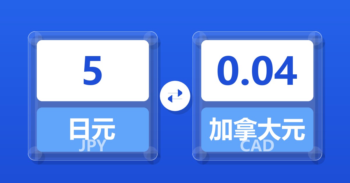 5日元兑加拿大元