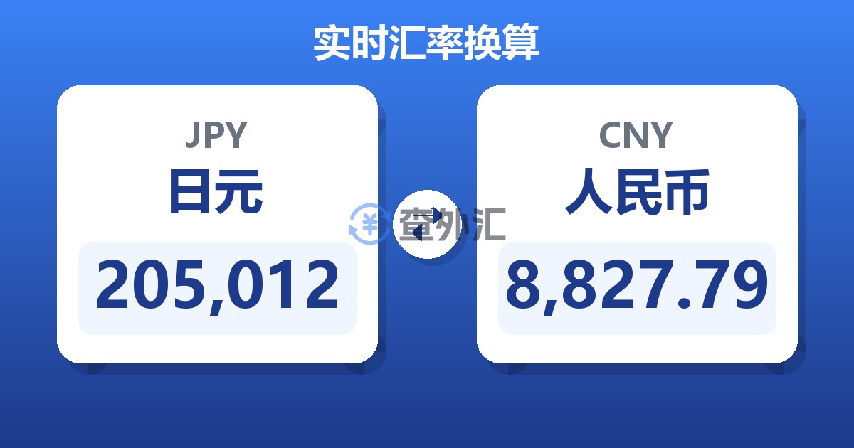 205,012日元兑人民币