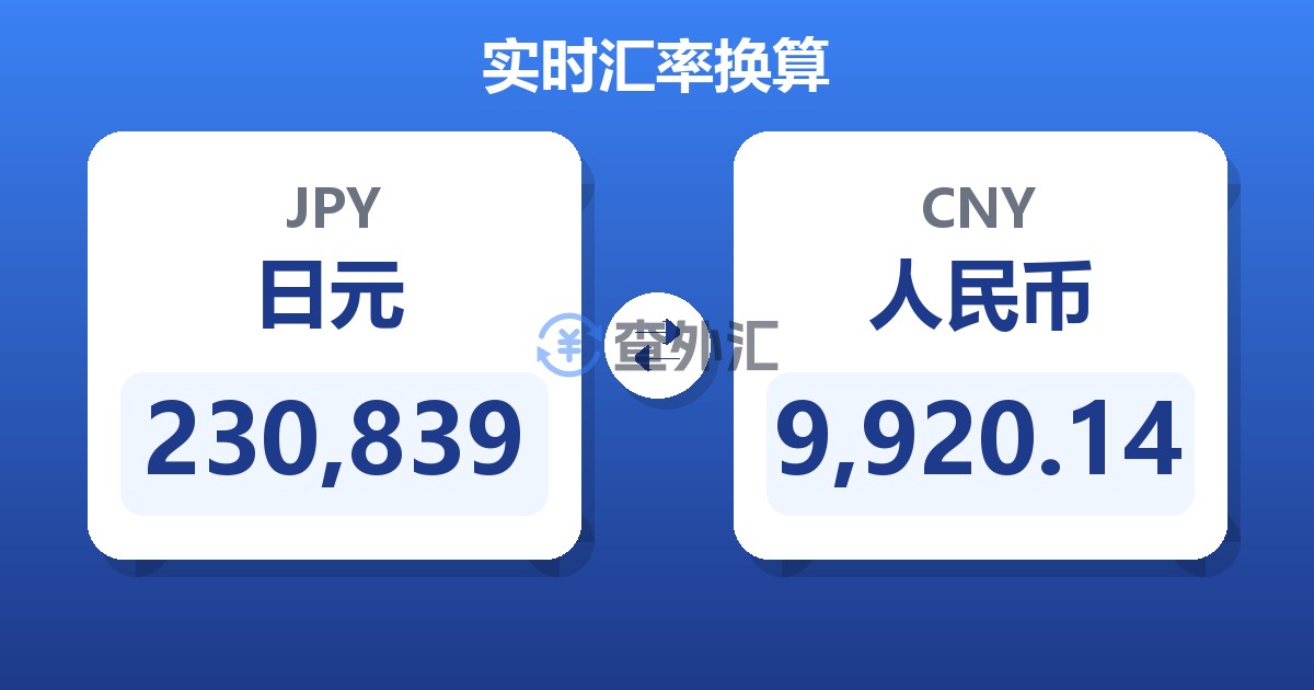 230,839日元兑人民币