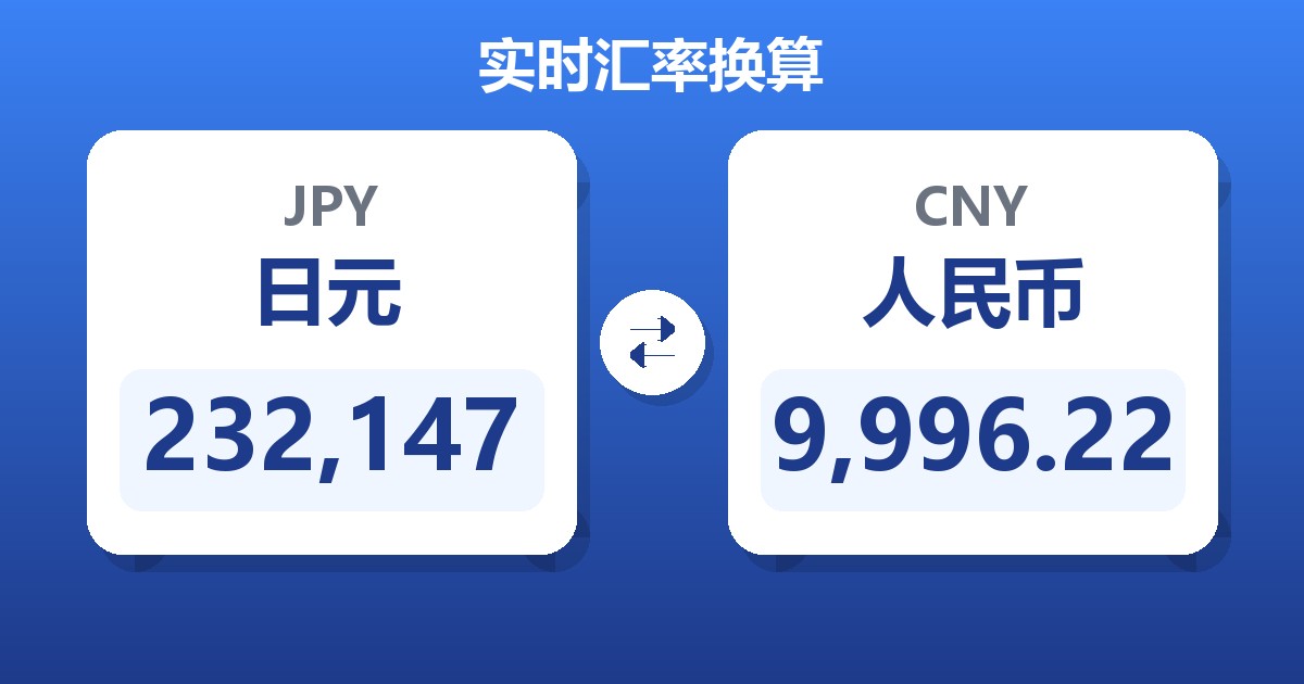 232,147日元兑人民币