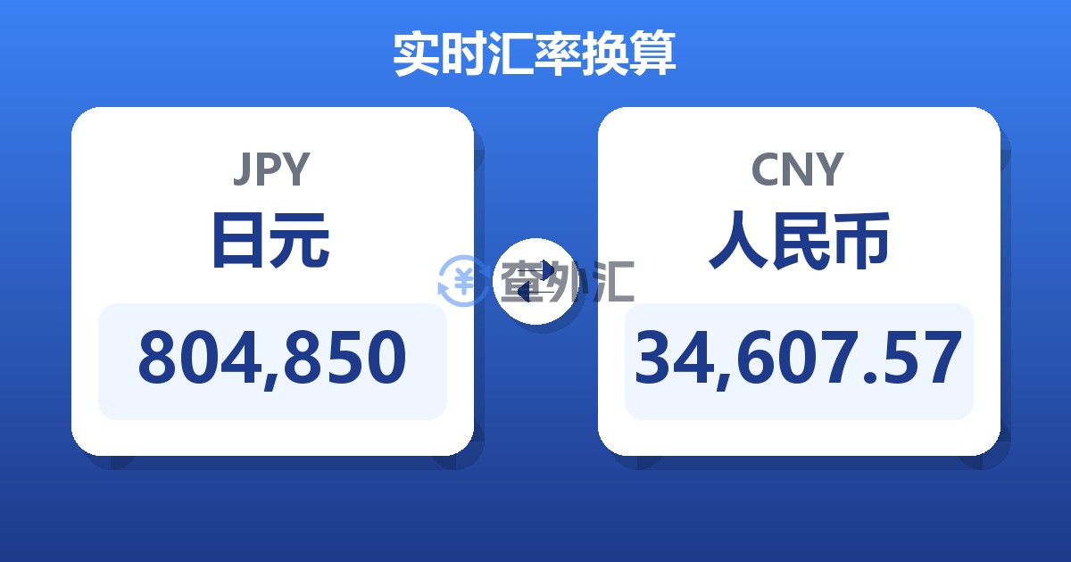804,850日元兑人民币