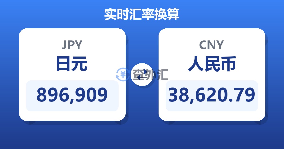 896,909日元兑人民币