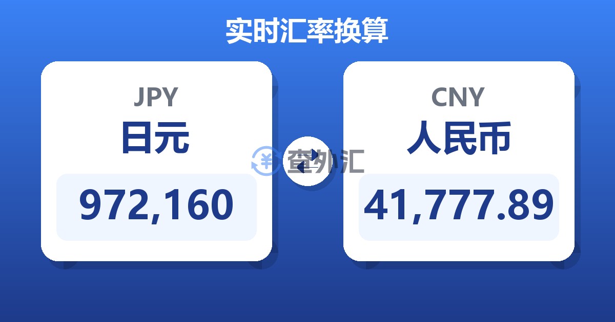 972,160日元兑人民币