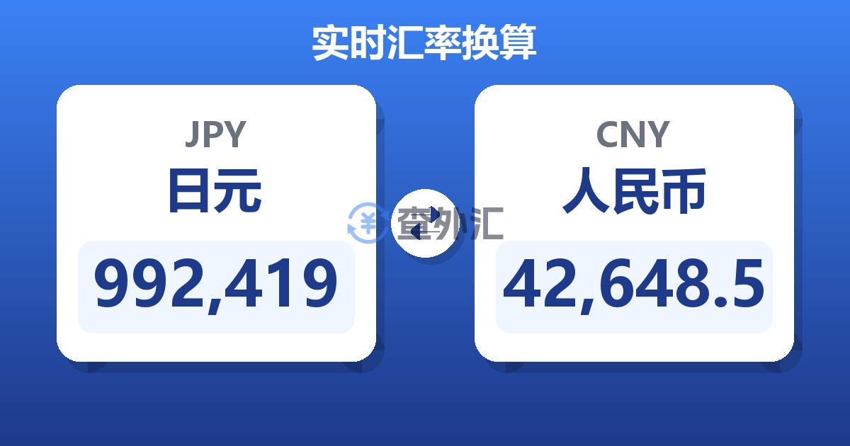 992,419日元兑人民币