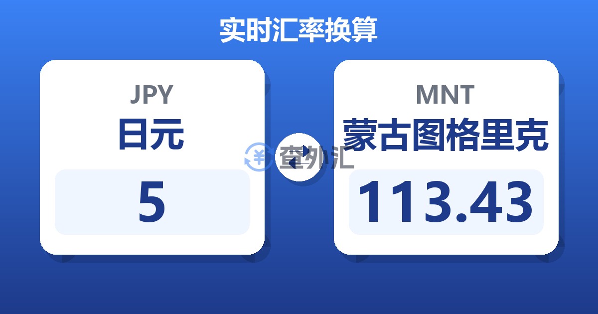 5日元兑蒙古图格里克