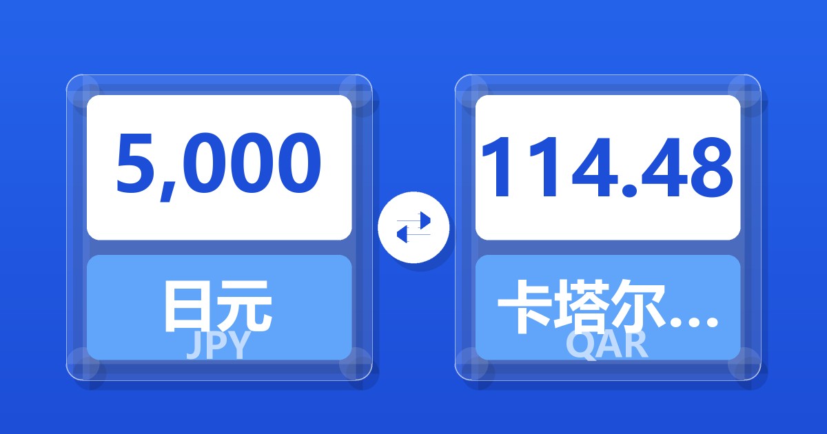 5,000日元兑卡塔尔里亚尔
