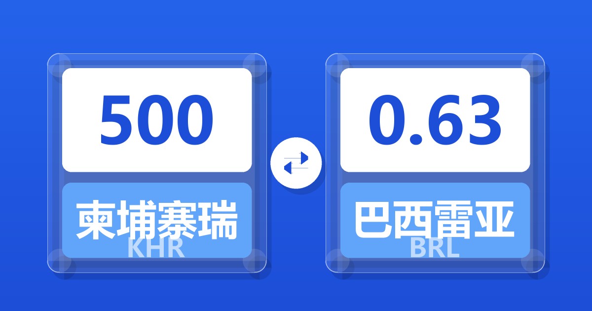 500柬埔寨瑞尔兑巴西雷亚尔