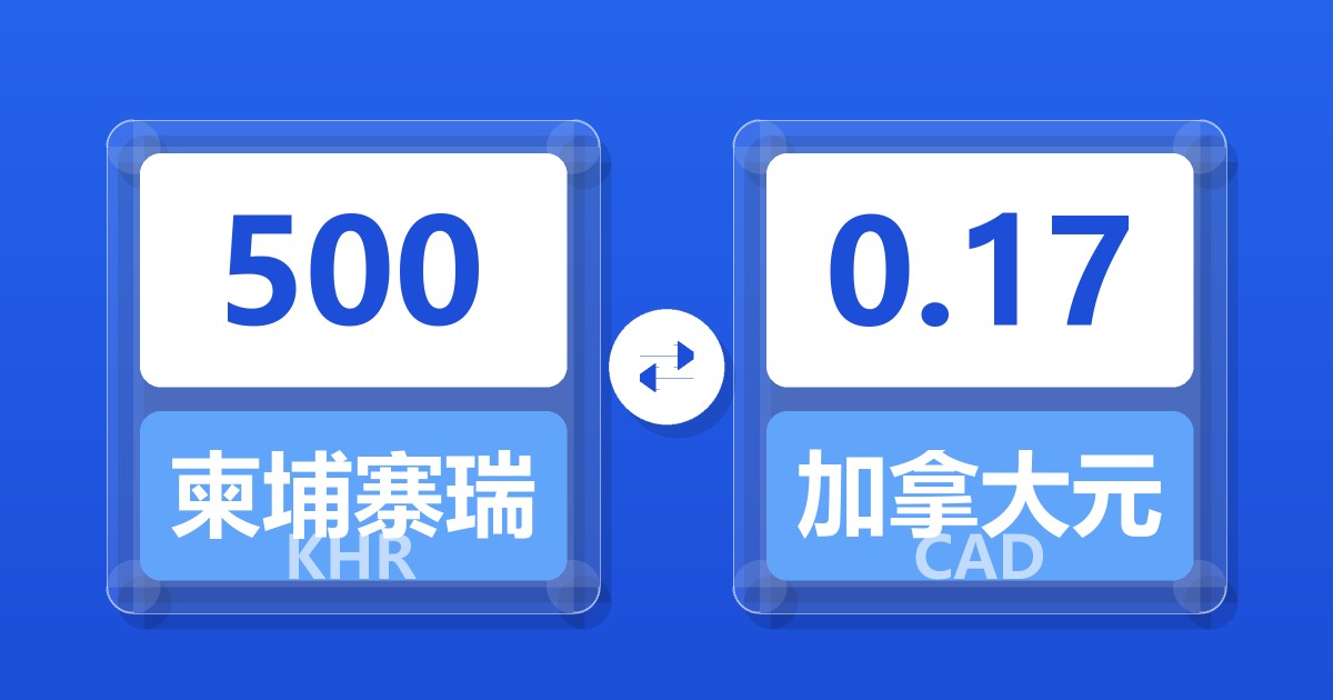 500柬埔寨瑞尔兑加拿大元