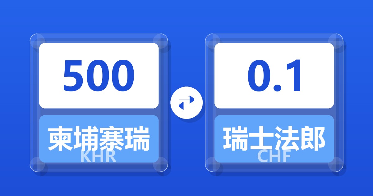 500柬埔寨瑞尔兑瑞士法郎