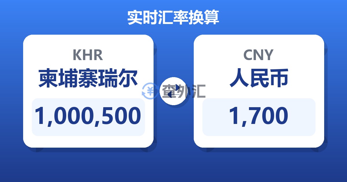 1,000,500柬埔寨瑞尔兑人民币