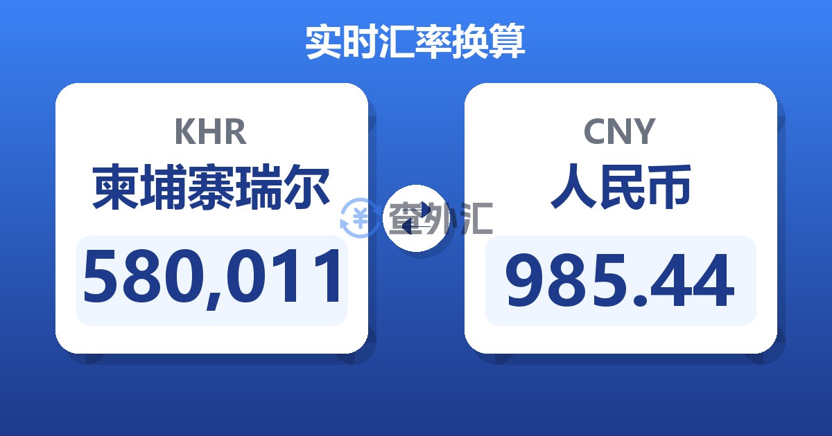 580,011柬埔寨瑞尔兑人民币
