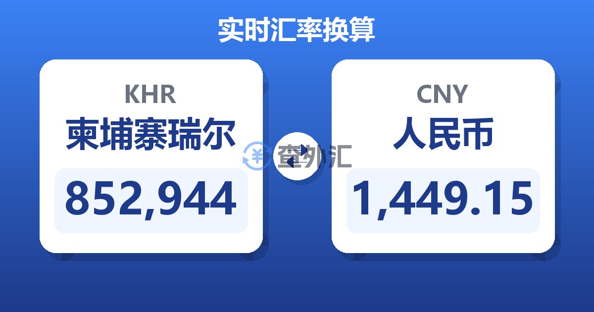 852,944柬埔寨瑞尔兑人民币
