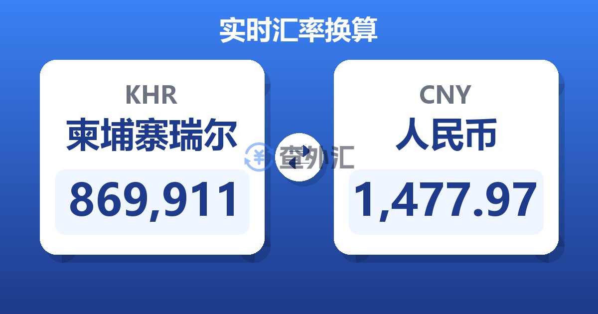 869,911柬埔寨瑞尔兑人民币