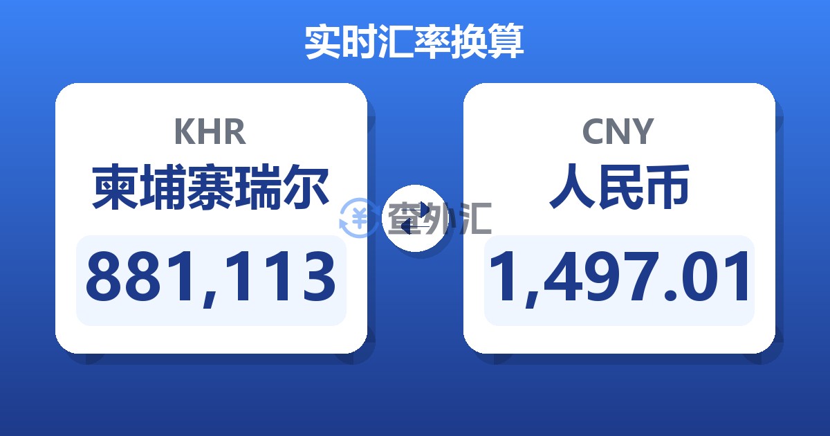 881,113柬埔寨瑞尔兑人民币