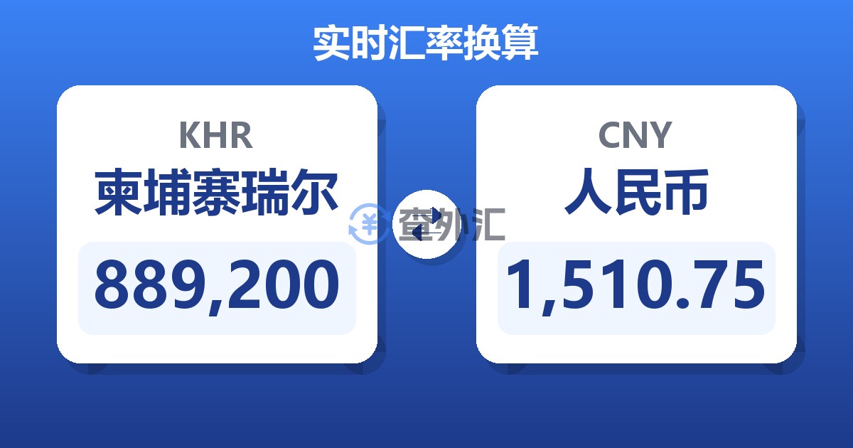 889,200柬埔寨瑞尔兑人民币