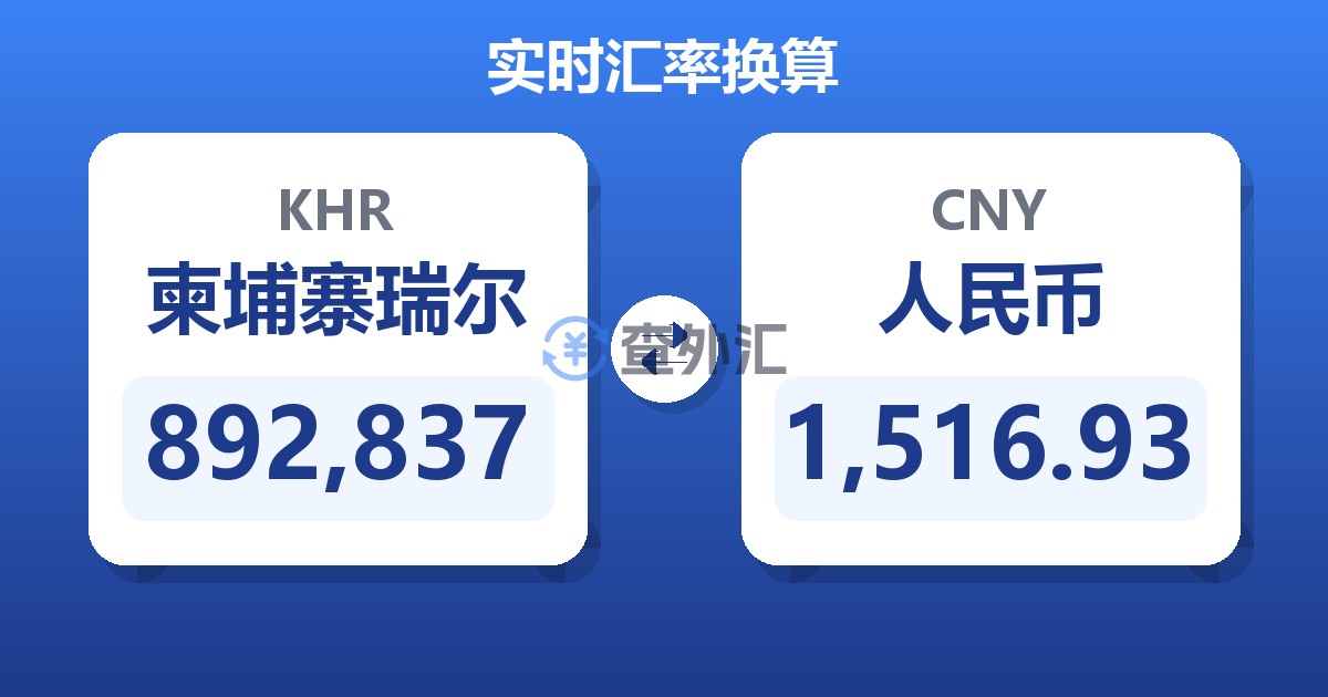 892,837柬埔寨瑞尔兑人民币
