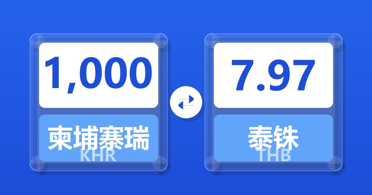 1,000柬埔寨瑞尔兑泰铢