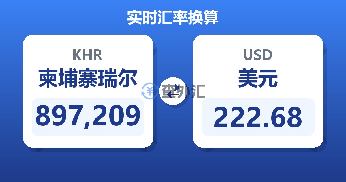 897,209柬埔寨瑞尔兑美元