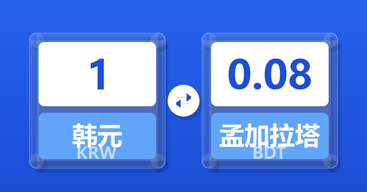 1韩元兑孟加拉塔卡