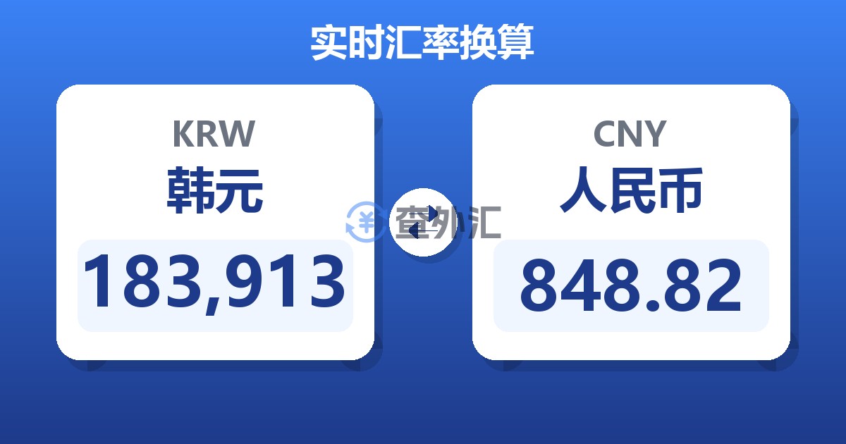 183,913韩元兑人民币