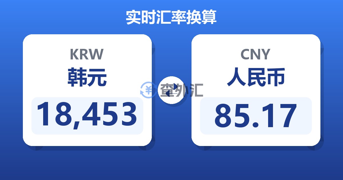 18,453韩元兑人民币