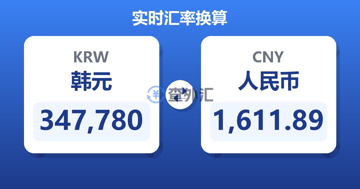 347,780韩元兑人民币