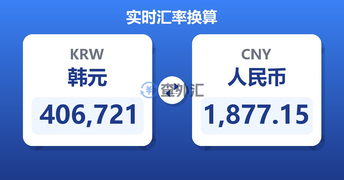 406,721韩元兑人民币