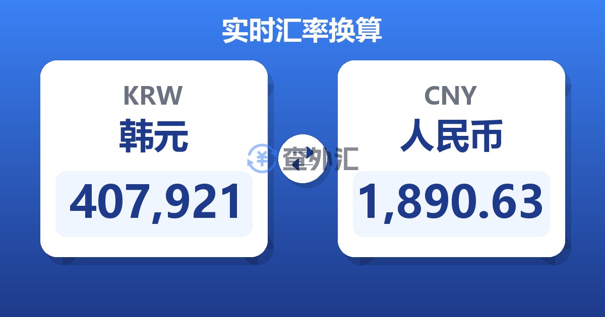 407,921韩元兑人民币