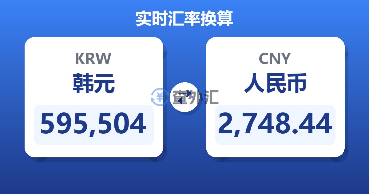 595,504韩元兑人民币