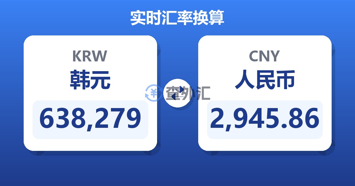 638,279韩元兑人民币