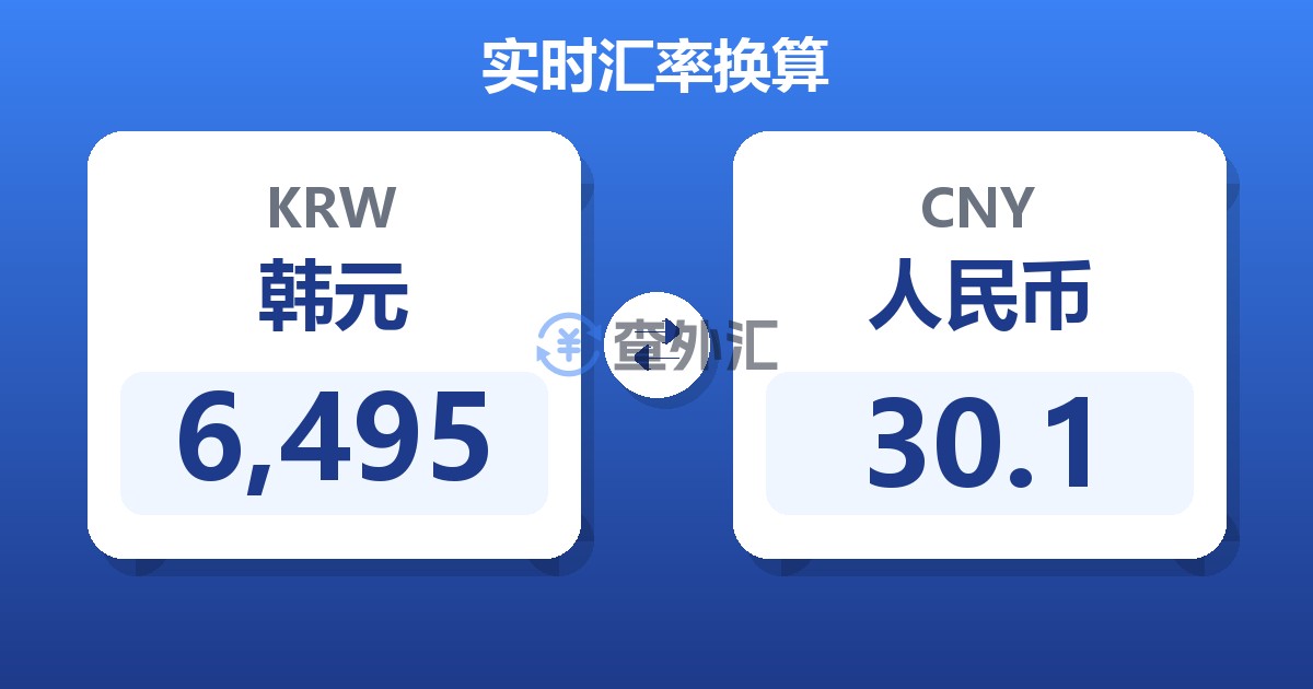 6,495韩元兑人民币
