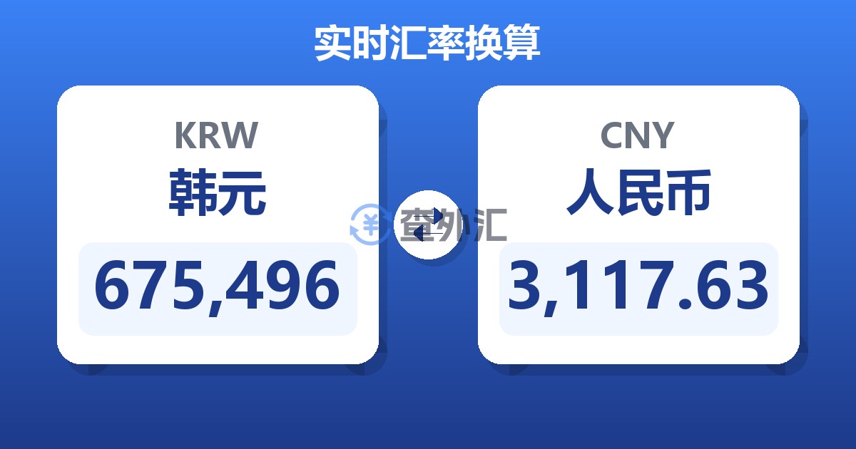 675,496韩元兑人民币