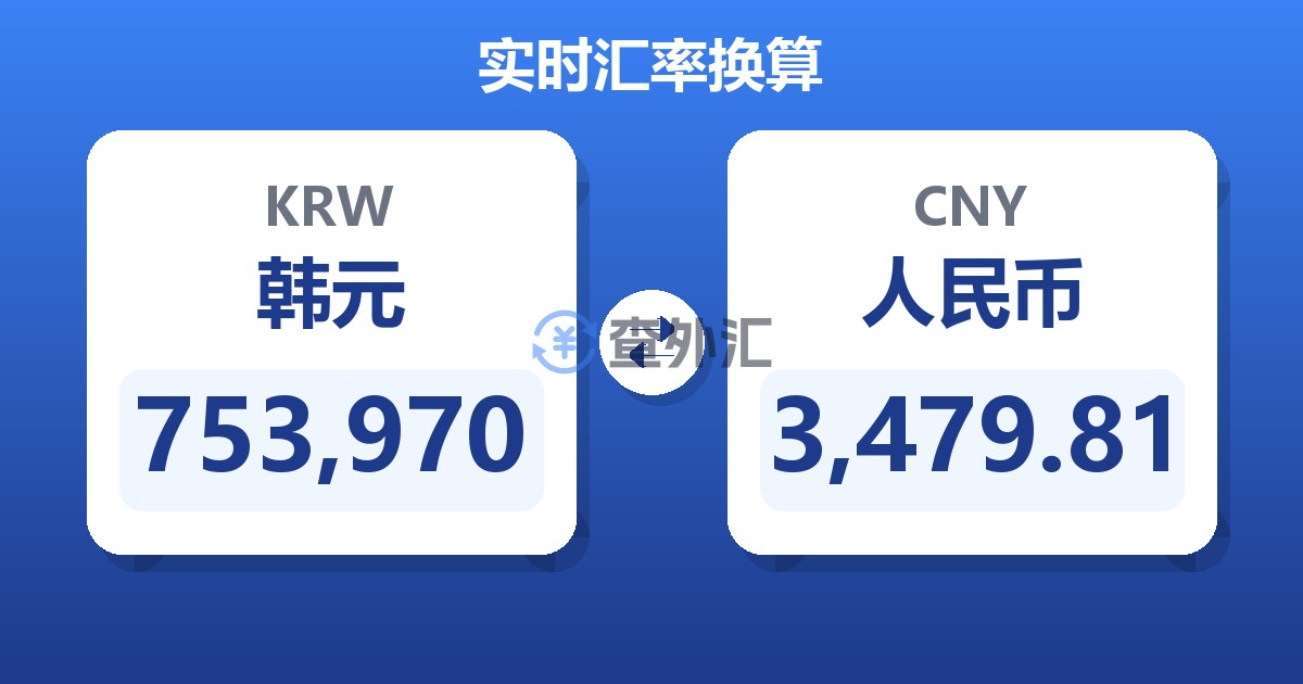 753,970韩元兑人民币