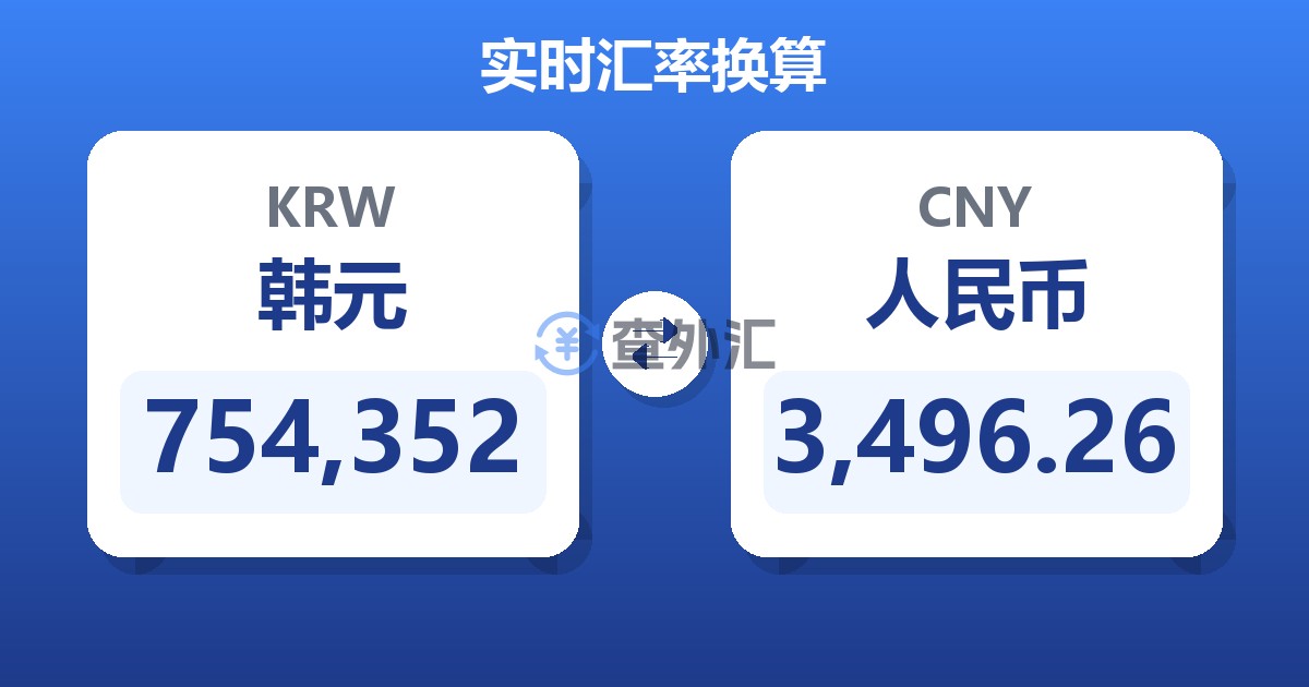 754,352韩元兑人民币