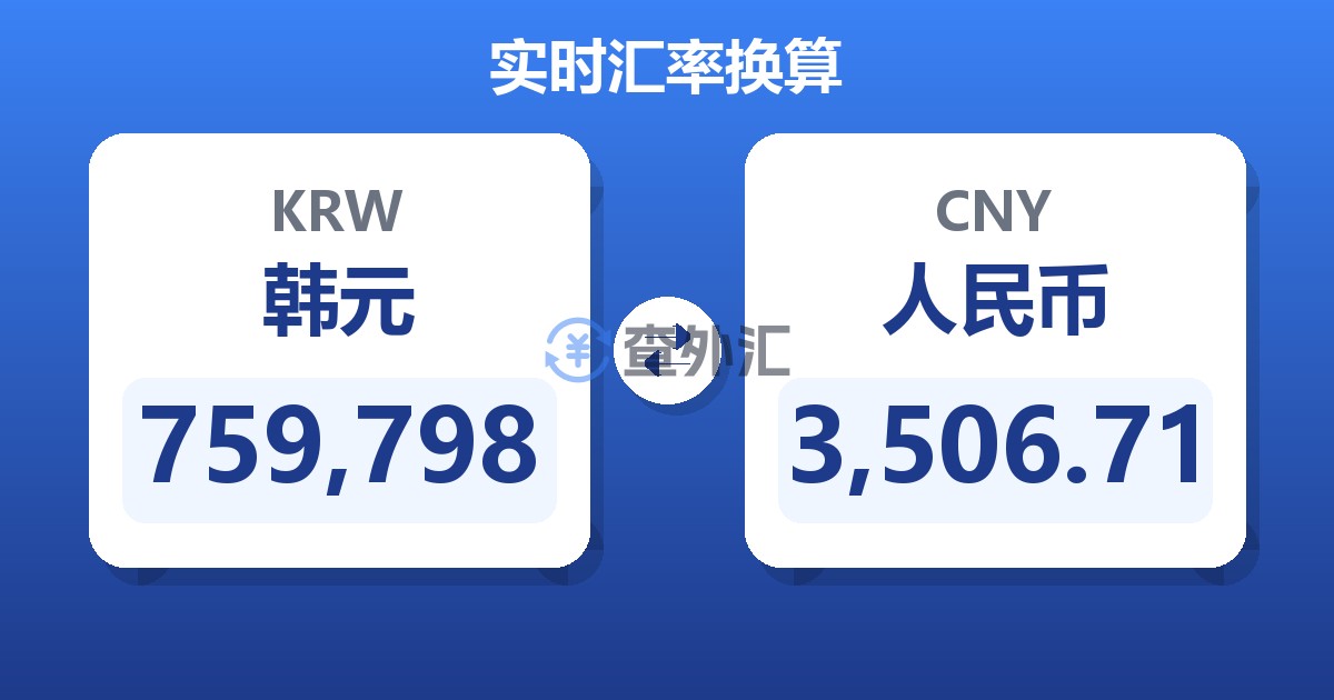 759,798韩元兑人民币