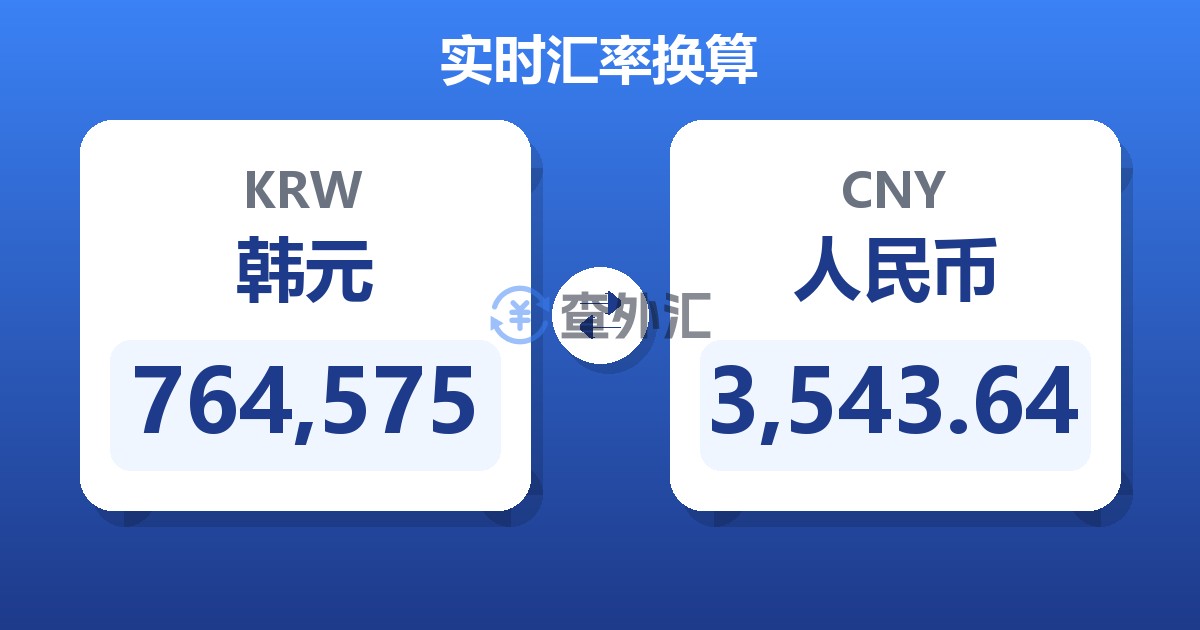 764,575韩元兑人民币