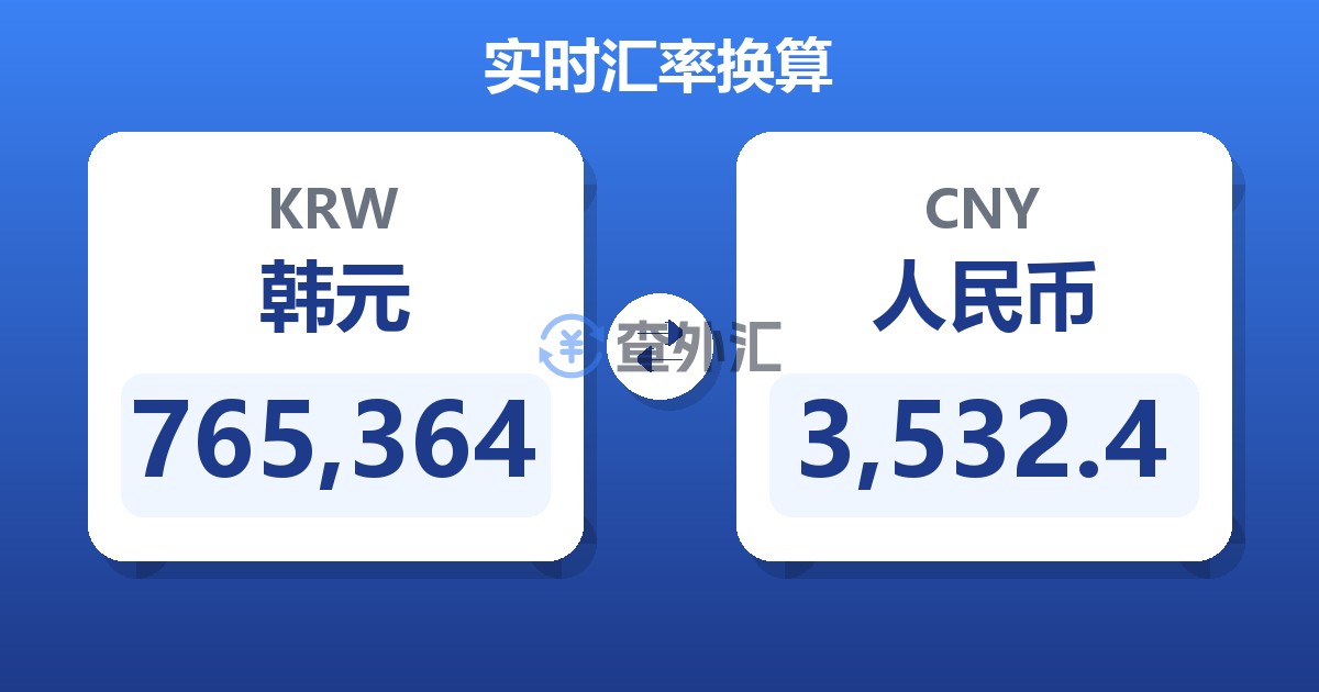 765,364韩元兑人民币