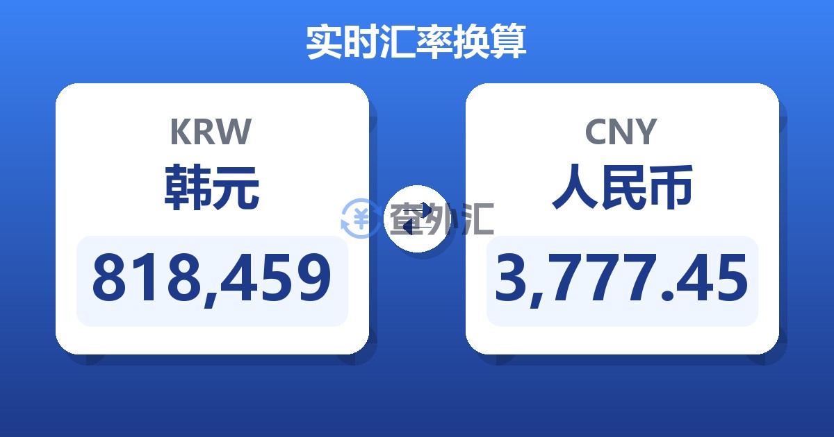 818,459韩元兑人民币