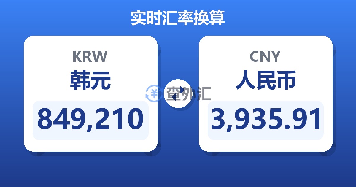 849,210韩元兑人民币