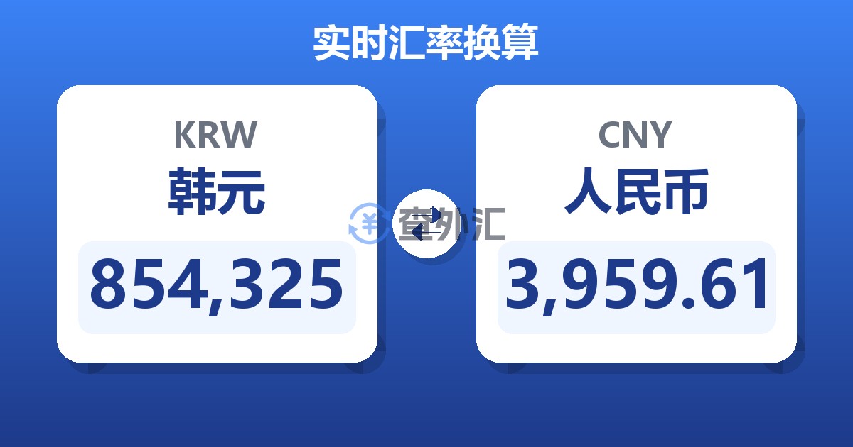 854,325韩元兑人民币