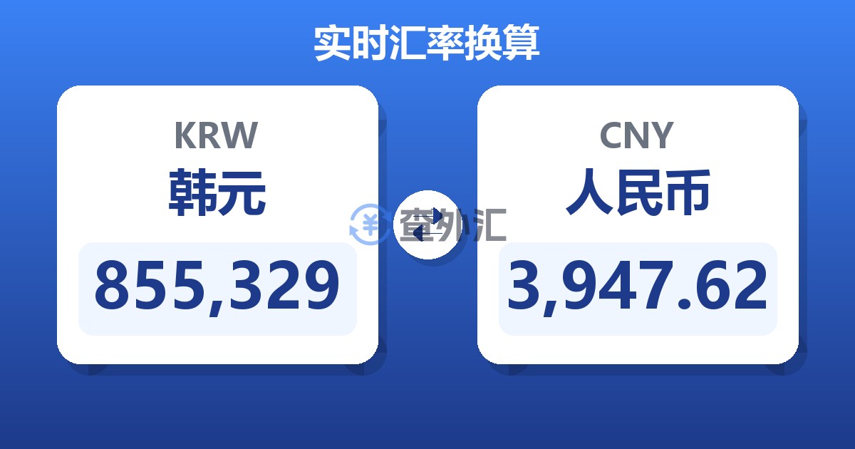 855,329韩元兑人民币